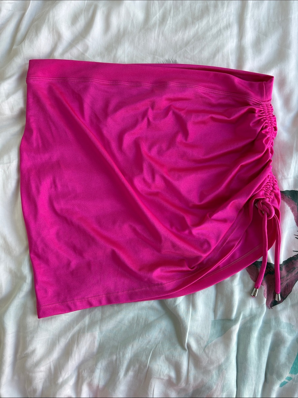 Y2K Hot Pink Swim Sarong with Side Drawstring and Shell Details 🐚